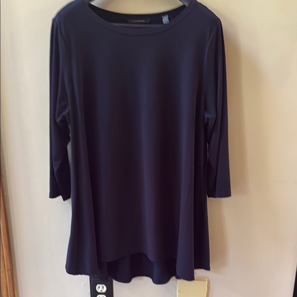TTAHARI Size 1x Never Worn Elegant Long Navy Blue Women's Top